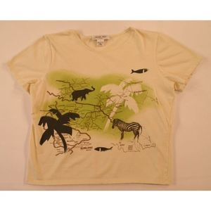 Judith Hart Top L Animal Print Map Green